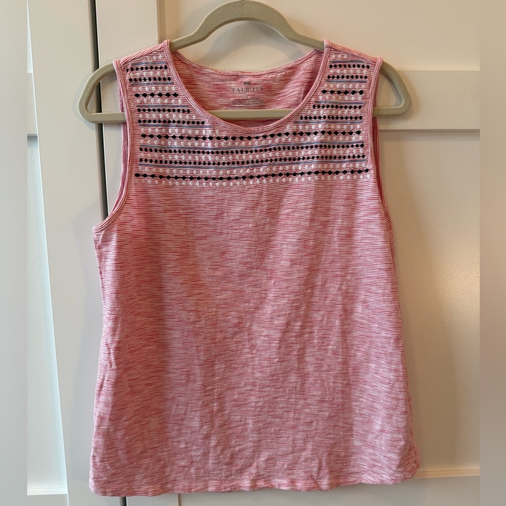 Talbots pink Sleeveless Top with Embroidered Detail